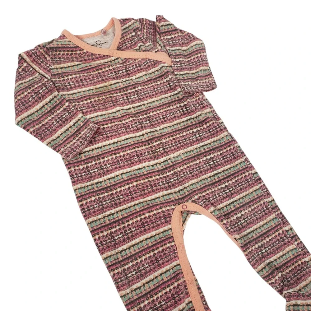 Jessica Simpson Baby Girl‎ Footed Sleeper Pajamas 6/9M Pink Striped